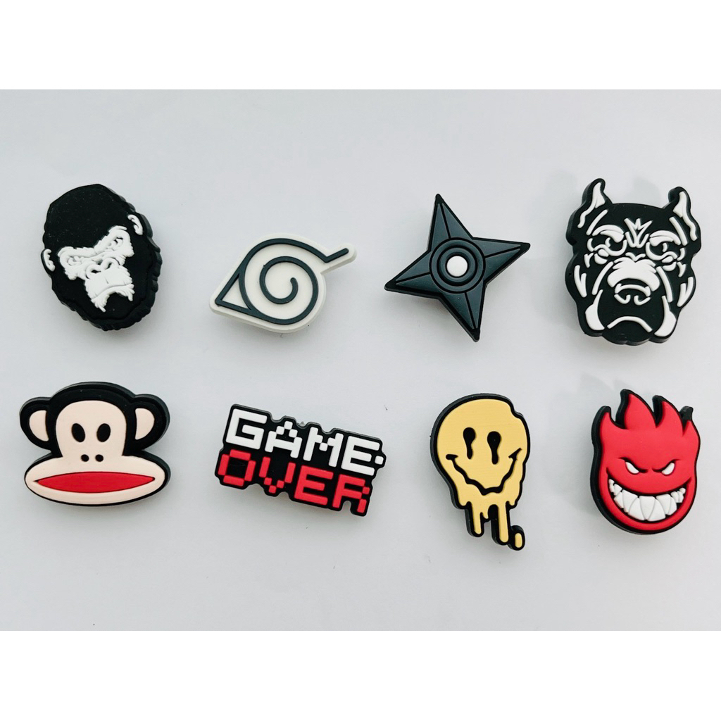 JBU 😎💥ตัวติดรองเท้ามีรู ไฟ รองเท้า สมาย 3D🌀🍭🙄 Shoe Charm  Smile ball8 3D CromHeart lego มีด สวยกริบ คลูสุด jbb - รูปที่ 3