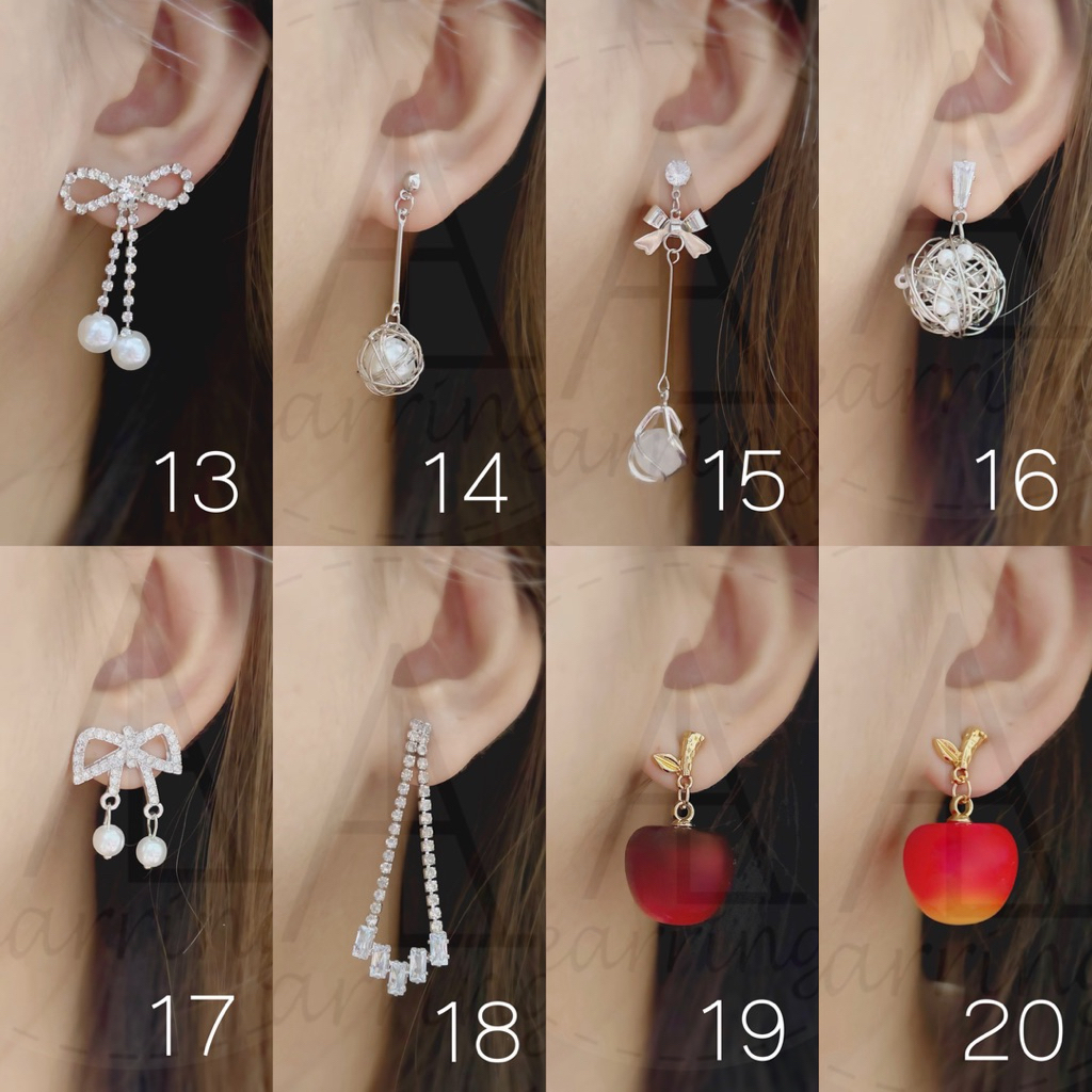 <1> ต่างหูระย้ายาวแต่งเพชร/แต่งมุก ราคาต่อ1คู่ พร้อมส่งจากไทย