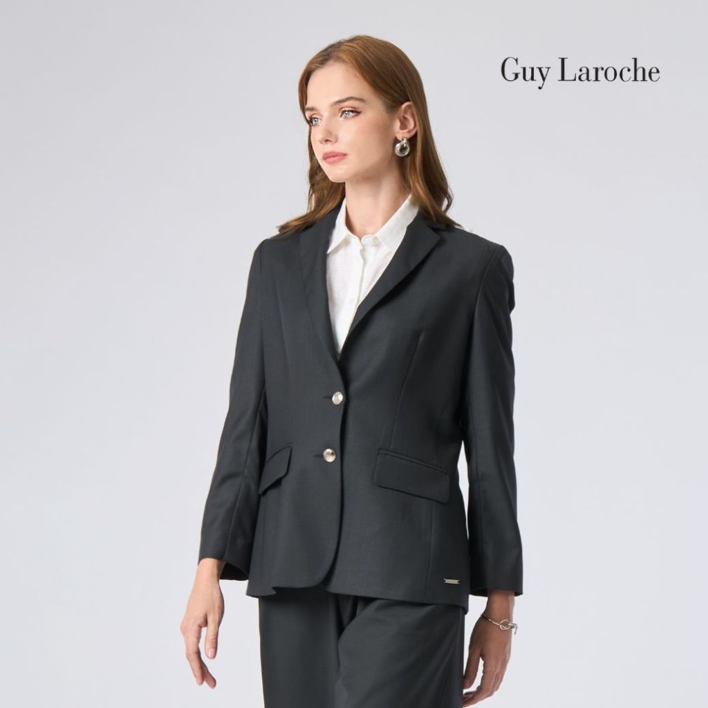 Guy Laroche Jacket Light suit สูททำงาน แขนยาว ผ่าป้ายด้านหลัง เทาเข้ม GBD4DG