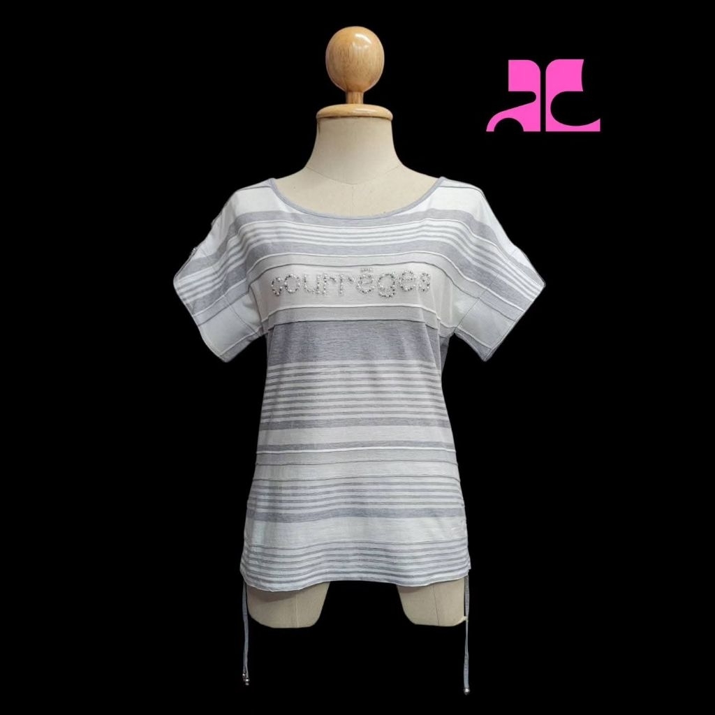 Striped Embellished Logo T-shirt