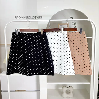 ⚫️polka dotกระโปรงกางเกงผ้าบาร์บี้ลายจุดซับในกางเกงXS-5XLยาว18-20นิ้ว