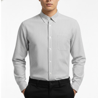 UrbanSNAPS Oxford Slimfit Long-Sleeve Grey Stripe Shirt (เสื…