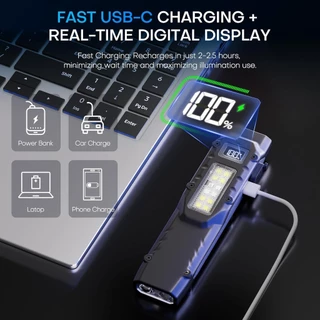 ไฟฉายขนาดเล็ก USB ชาร์จ 1000mAh 2500 ลูเมน LED ไฟฉายสว่างเป็นพิเศษ EDC โคมไฟตั้งแคมป์กลางแจ้ง Floodlight