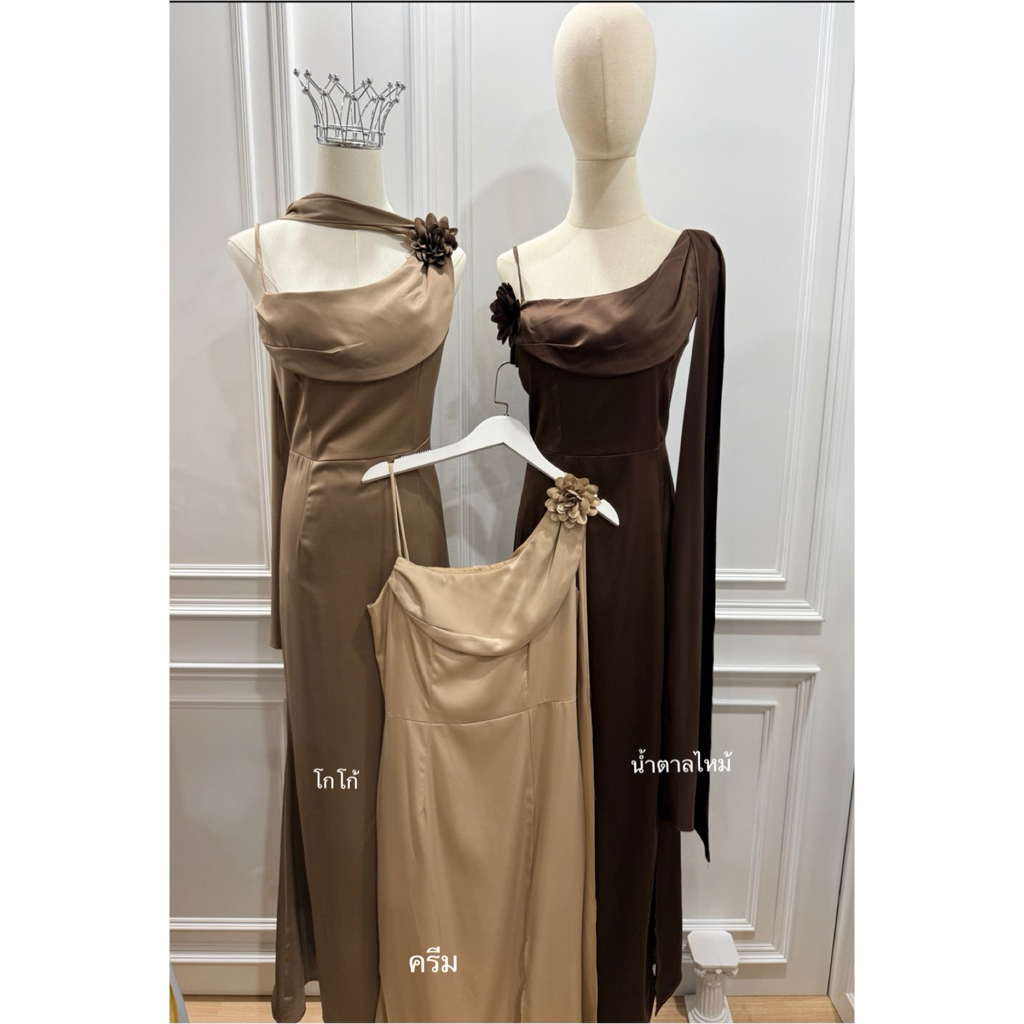 ชุดสไบ ชุดเพื่อนเจ้าสาว สีเหลือง น้ำตาลไหม้ มาใหม่ค่า  G137 s-xl ชุดไปงานแต่ง + ดอกไม้ - รูปที่ 5