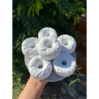 ปูนพลาสเตอร์ระบายสี รูปโดนัท ไม่รวมสีพู่กัน สินค้าพร้อมส่ง