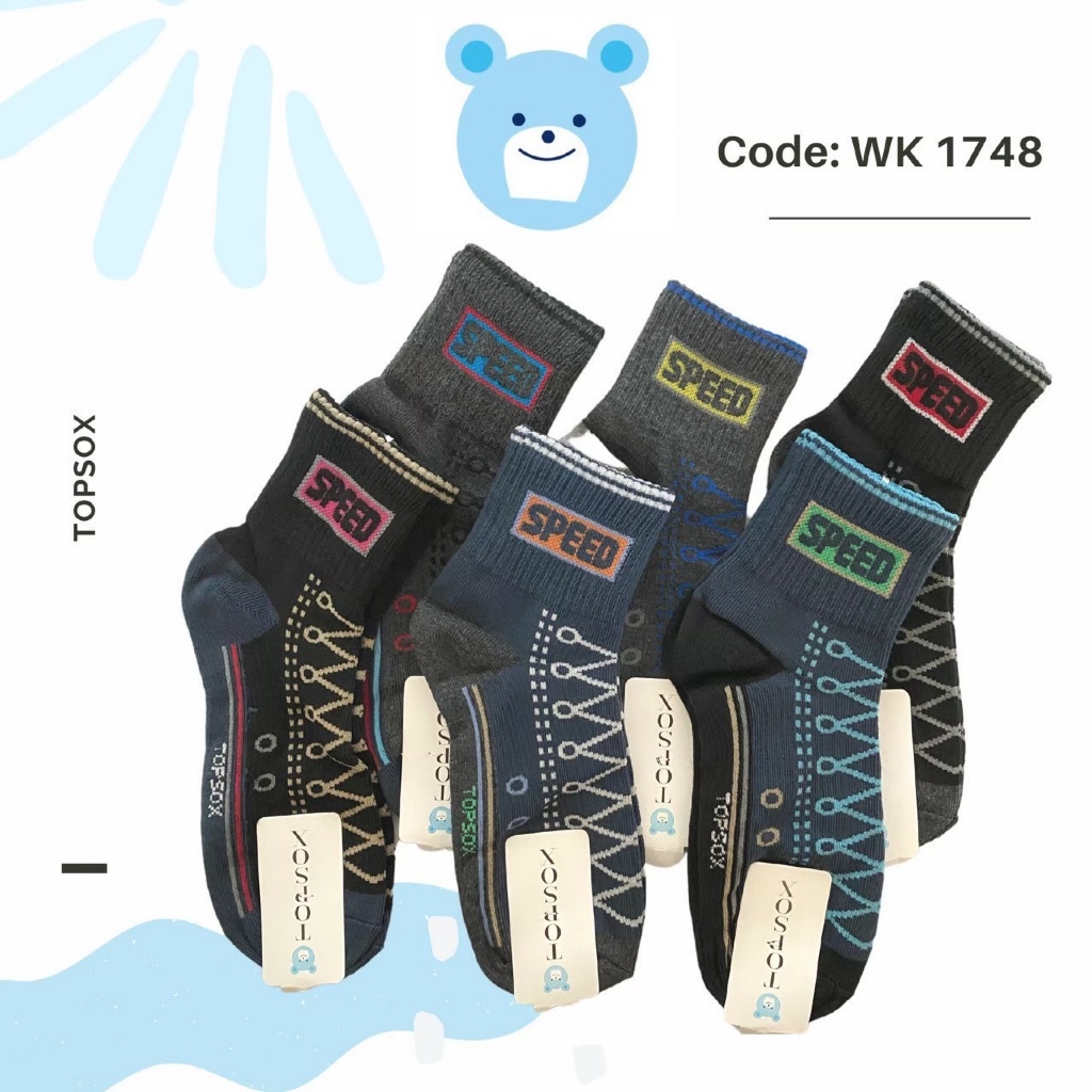 ถุงเท้าข้อกลางลายแฟชั่นตรา Topsox 12คู่ต่อ1แบบ