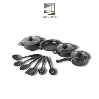 ชุดหม้อกระทะ 13 ชิ้น สไตล์เกาหลี - เคลือบหินไมฟานไม่ติด ใช้ไ…