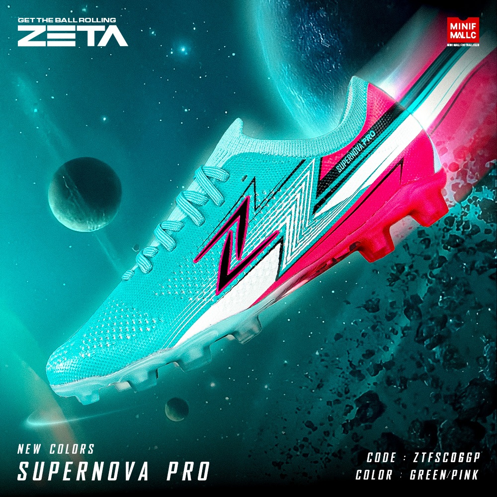 รองเท้าสตั๊ด ZETA รุ่น SUPERNOVA PRO รองเท้าฟุตบอล ชุดพื้นปุ่มกลมสลับใบมีดเล่นได้ทั้งสนามหญ้าจริงและสนามหญ้าเทียม