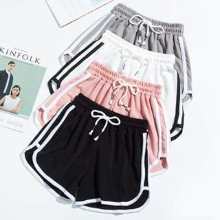 กางเกงขาสั้นกีฬาผู้หญิงฤดูร้อนเอวสูงหลวมพักผ่อนกางเกงขาสั้นต…