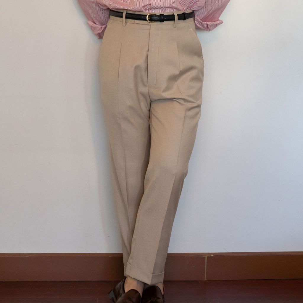 Thepatterns.co - TR07 Single Pleated Trousers กางเกงทรงกระบอกเล็ก จีบเดี่ยว สไตล์คลาสสิค (3สี)