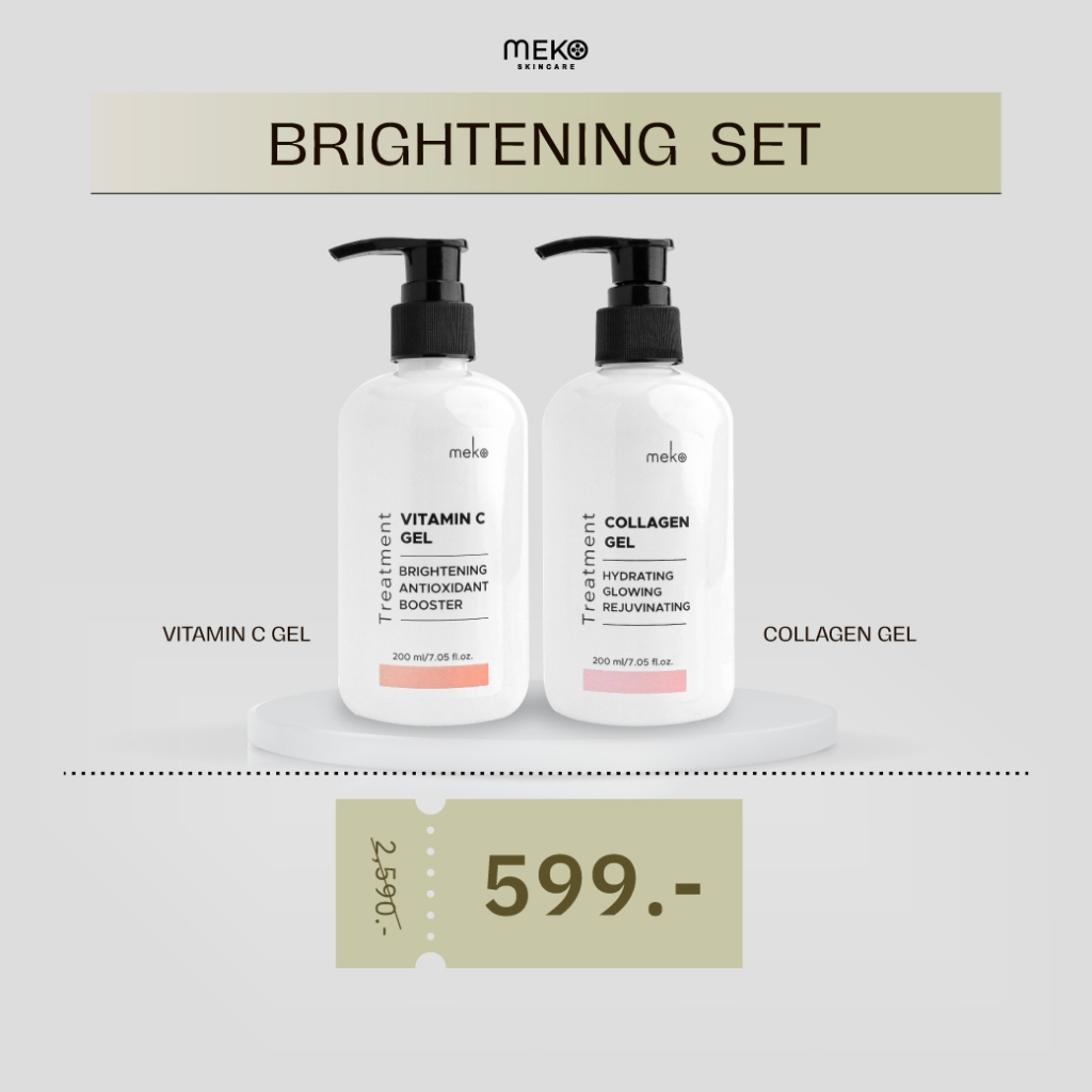 [meko skincare] เซตคู่ สูตรผิวไบรท์ ผิวเด้งฟู กระจ่างใส Vit C +Collagen