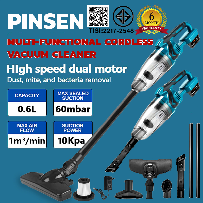 เครื่องดูดฝุ่นไร้สายแบบพกพา PINSEN Makita 21v แบตเตอรี 10,000Pa เหมาะสำหรับใช้ในบ้านและรถยนต์