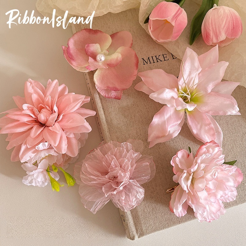 กิ๊บหนีบผม กิ๊บติดผมดอกไม้ สีชมพู  ลายชบา ปีใหม่ ลิลลี่ สไตล์สาวหวาน วันหยุดพักผ่อน ชายหาด✨ ท่องเที่ยว ส่งไวจากไทย