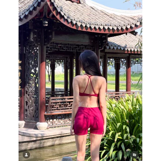 VYU Black / Red short Set กาเกงขาสั้น (เสื้อ+กางเกงขาสั้น) ชุดออกกำลังกาย