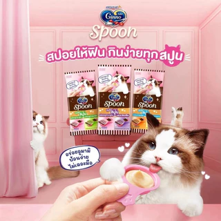 [ยกโหล 12 ซอง] Ginno Spoon กินโนะ แคท ทรีท สปูน ขนมแมวเลีย (10g.x 4 ถ้วย)