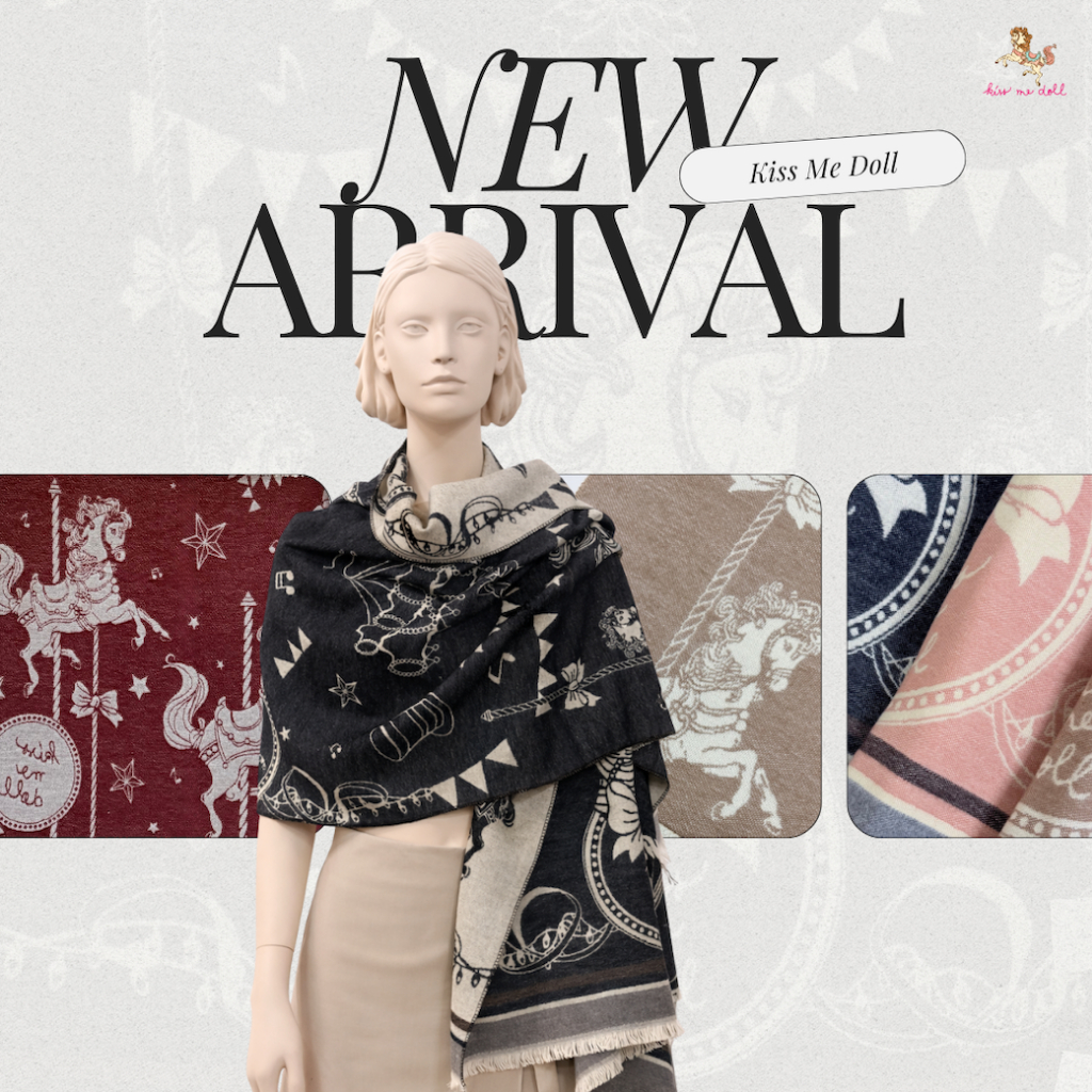 Kiss me doll ผ้าพันคอ ผ้าคลุมไหล่ คอลเลคชั่น Fleece ลาย Grand circus (ผ้าหนา) ขนาด 180 x 70 cm.