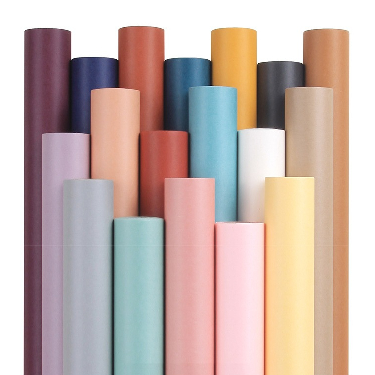 กระดาษห่อดอกไม้ เนื้อด้าน กันน้ำ หนา 7.5ไมครอน 56cm*10yards/ม้วน Solid Color Floral Wrapping Film for Bouquet