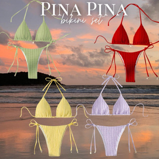 Matha.Store - บิกินี่ผูกคอห้อยมุก [ส่งไว FAST SHIPPING] สายผ…