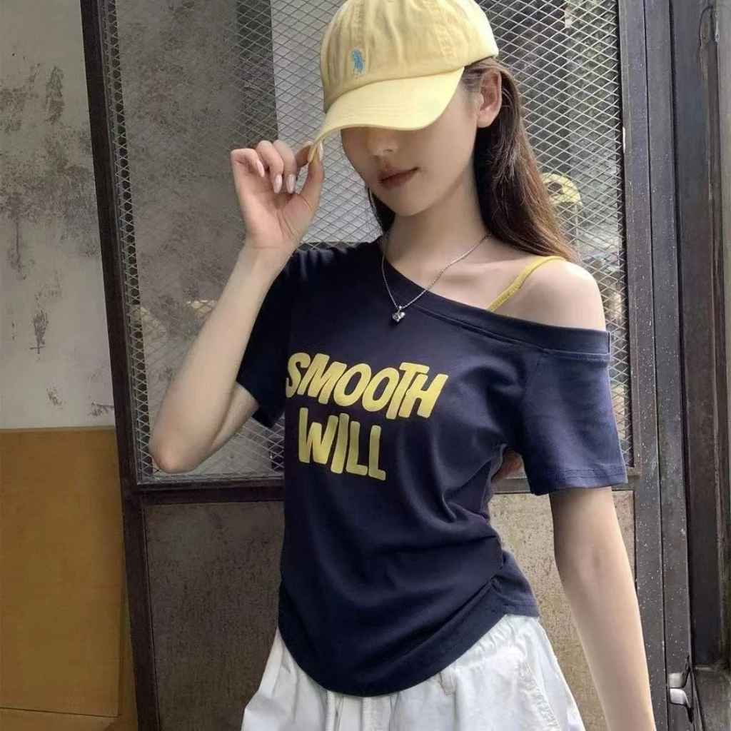 เสื้อยืดเดี่ยวฤดูร้อนแขนสั้นผู้หญิง, ปรับเอว, ขนาด M-3XL, ส่งเร็วจากกรุงเทพ