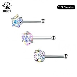 จิวจมูก316Lเกรดแพทย์สแตนเลสรูปดาวรูปหัวใจเพชรCZขนาดมินิก้านS…