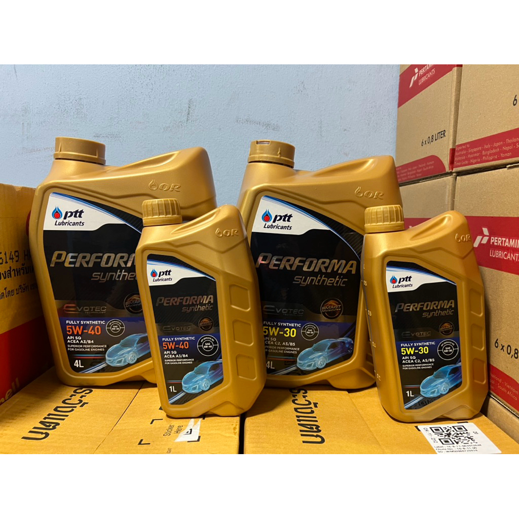 น้ำมันเครื่องยนต์ เบนซิน ปตท Ptt performa synthetic 5w-40 5w-30 สังเคราะห์ 100%