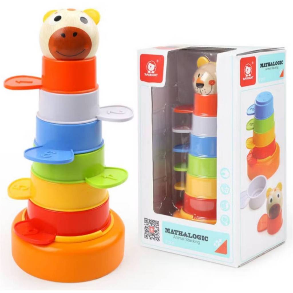 [Top Bright] Tower Stack Cups 8 pcs หอคอยซ้อน 6 สี ฝึกเรียงฐาน ขนาด และเรียนรู้เรื่องสี (1y+)