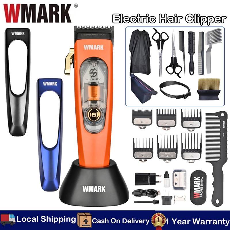 Wmark NG-9004B ปัตตาเลี่ยนผมไฟฟ้า มืออาชีพ ชาร์จไฟได้ จอแสดงผลดิจิตอล ช่วงล่างแม่เหล็ก DLC เฟดเดอร์