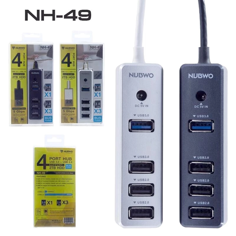 🛵🛵มีส่งด่วน🛵🛵NUBWO NH-49 USB HUB ยูเอสบีฮับ 4 PORTS USB 3.0 / USB 2.0