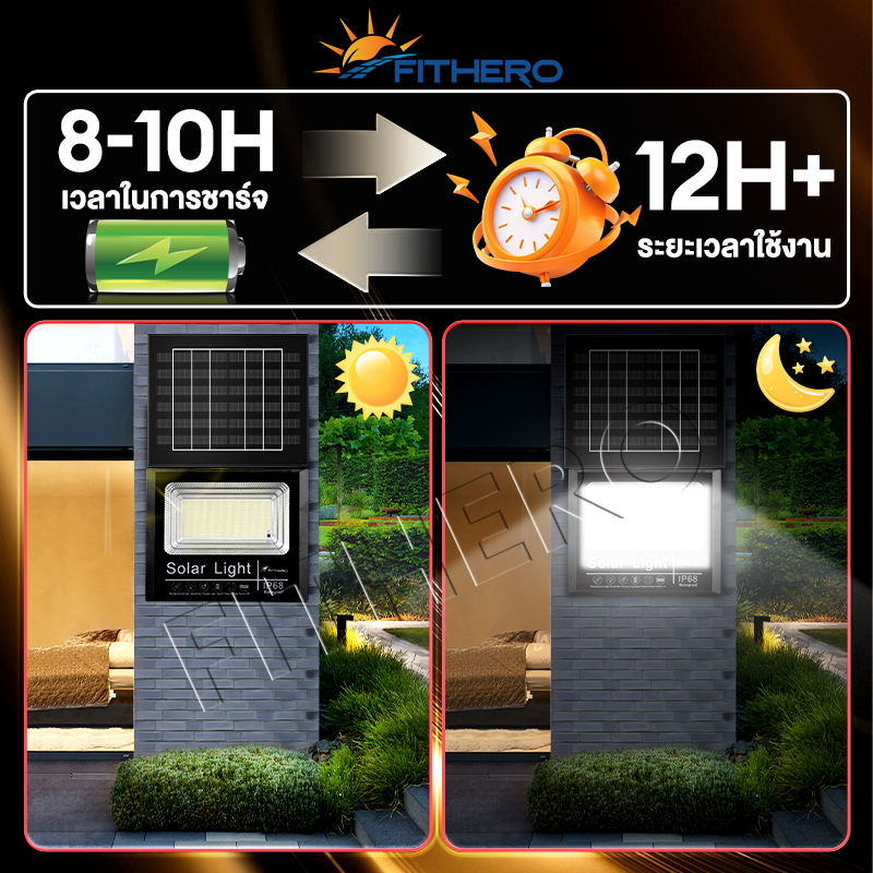 FITHERO solar 【รับประกัน 5ปี】90000W ไฟโซล่าเซลล์ IP68 Solar Light กันน้ำกลางแจ้ง ไฟสปอร์ตไลท์โซล่าเซลล์ หลอด LED ขนาดใหญ ราคา ถูกที่สุด ดีลบีเคเค แกลเลอรีภาพที่ 2