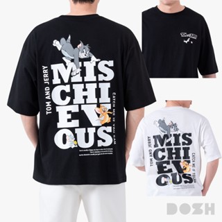 DOSH MEN'S OVERSIZED T-SHIRTS TOM AND JERRY เสื้อยืดโอเวอร์ไ…