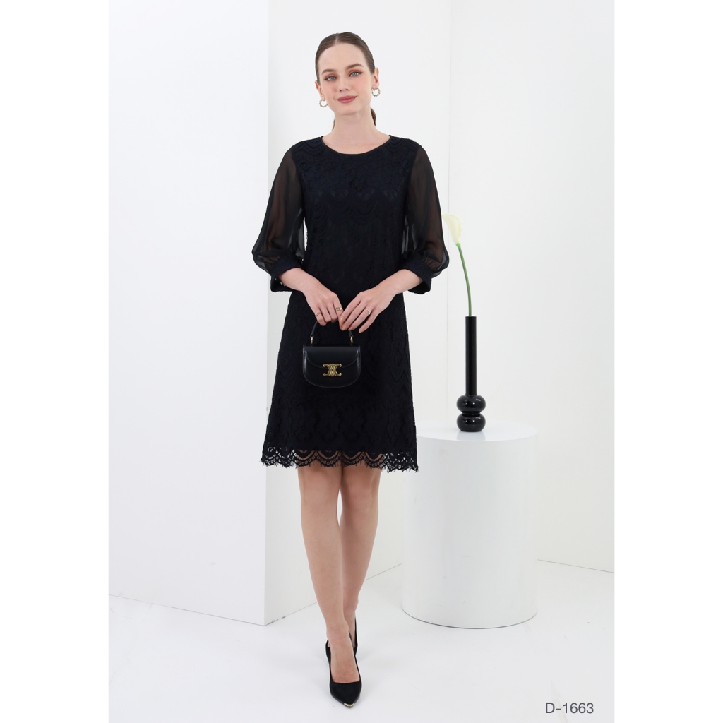 AMILA Dress VE-D1663 by VERONIQA ลูกไม้ ฮันน่า แขนยาว IGPU26-1 PCE4590