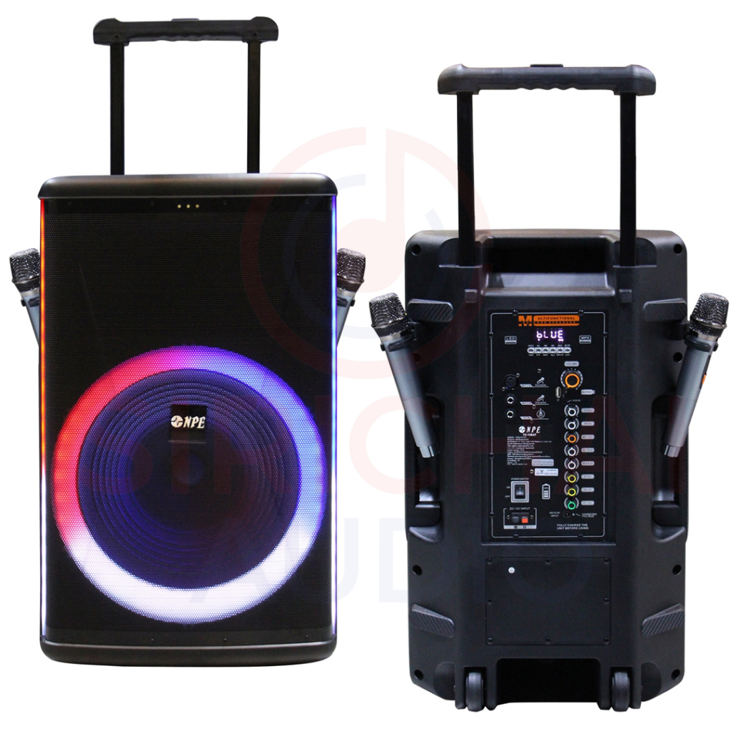ลำโพงล้อลาก15นิ้ว NPE รุ่น TS15BAT (ไมค์ลอยคู่ 300วัตต์ แบตเตอรีในตัว ไฟหน้าRGB)