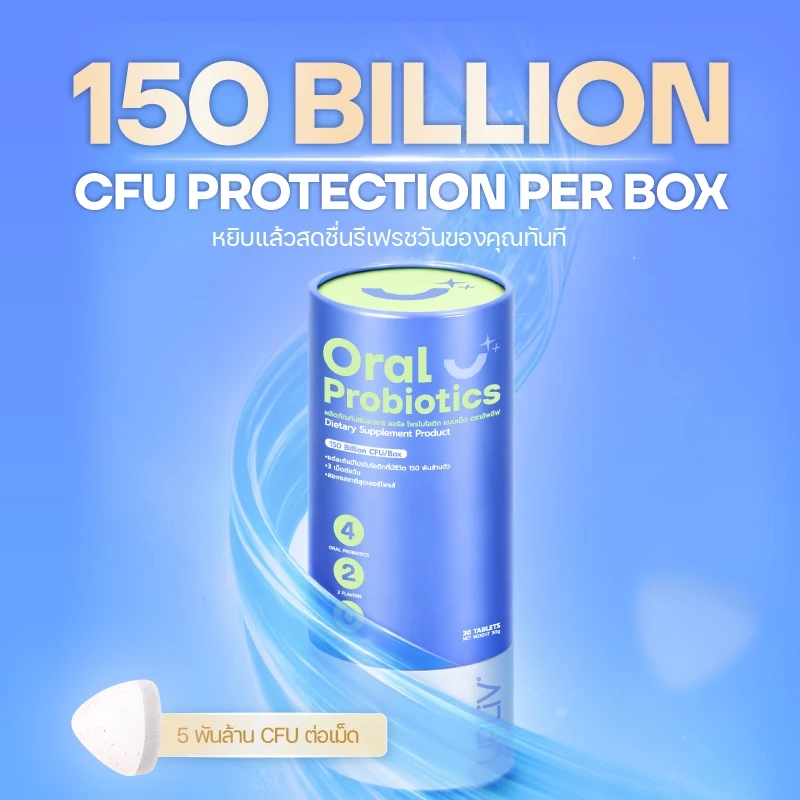 UPLIV 30เม็ด-โพรไบโอติกช่องปาก Oral Probiotics 50พันล้านCFU ฟองละลายทันทีใน 1 วินาที ขจัดกลิ่นปาก รักษาสุขภาพลำไส้ thumbnail 4
