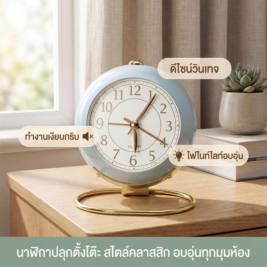 นาฬิกาปลุกตั้งโต๊ะ สไตล์นอร์ดิก มินิมอล สำหรับห้องนอนและโต๊ะข้างเตียง