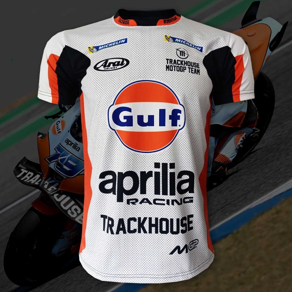 เสื้อ MotoGP เสื้อยืดคอกลมโมโตจีพี ทีม กัล์ฟ แอนด์ แทร็คเฮ้าส์ 2025 #MG0235 รุ่น ไอ อากุระ#79 ไซส์ S-5XL
