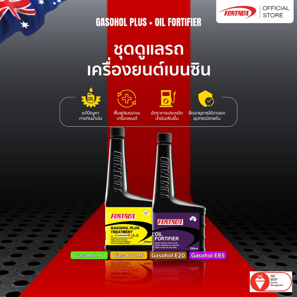Fortron ชุดดูแลรถเบนซิน (Gasohol Plus+Oil Fortifier)