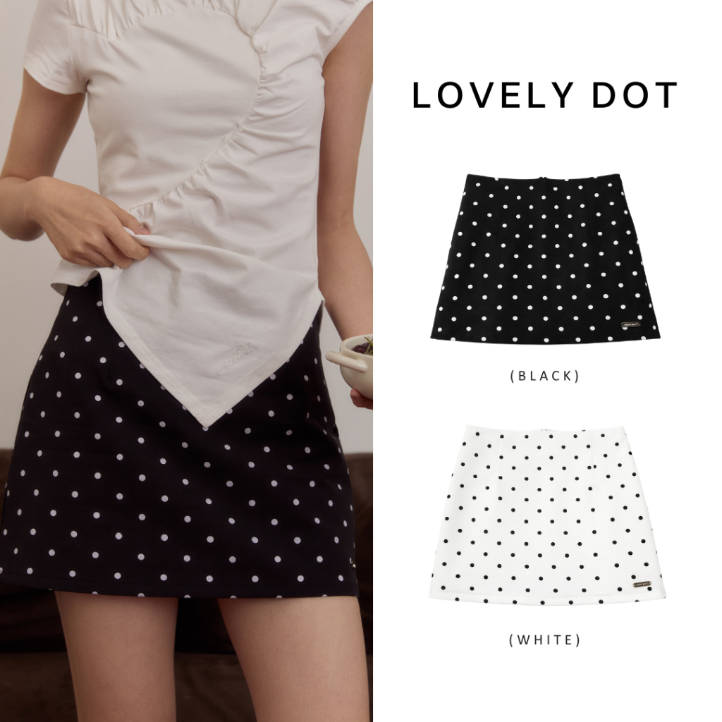 Nineties Design : Soft Heart Dot Skirt กระโปรง ลายจุด สุดคิ้ววส์ รุ่น Lovely Dot