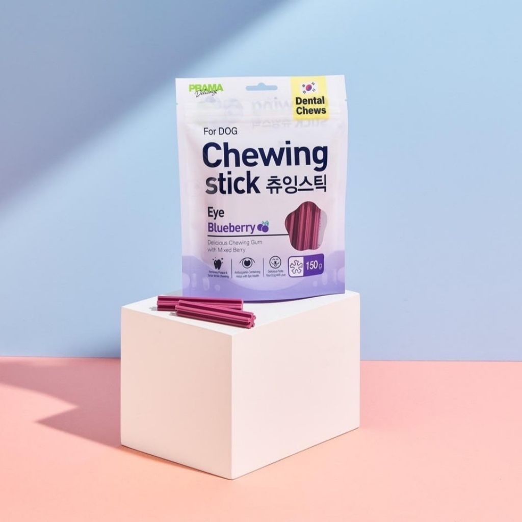 Prama Chewing Stick รสบลูเบอร์รี่ ขนมสุนัข   บำรุงสายตา dental chews ขนมขัดฟัน  พราม่า 150 g