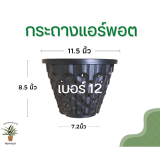 กระถางแอร์พอต เบอร์ 12 Air Pot กระถางมีรู กระถางเร่งราก สีดำเงา สีขาว (เกรดA)