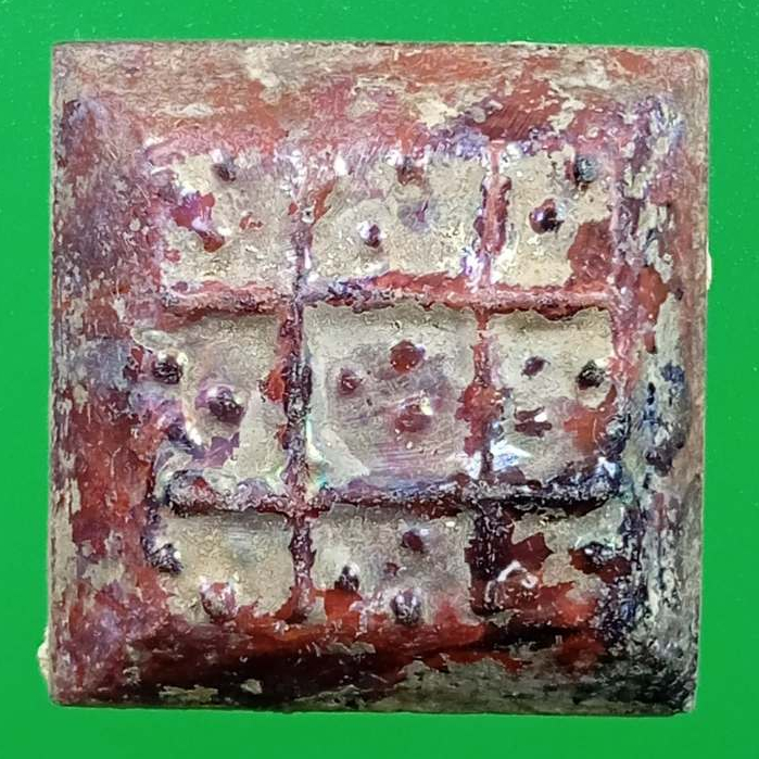 4708 สวยประกวด นพเก้า (นพรัตน์) กระเบื้องหุ้มพระปรางค์ วัดใหญ่ พิษณุโลก ปี 2444 สมัย ร.5 แบบหลายจุด 