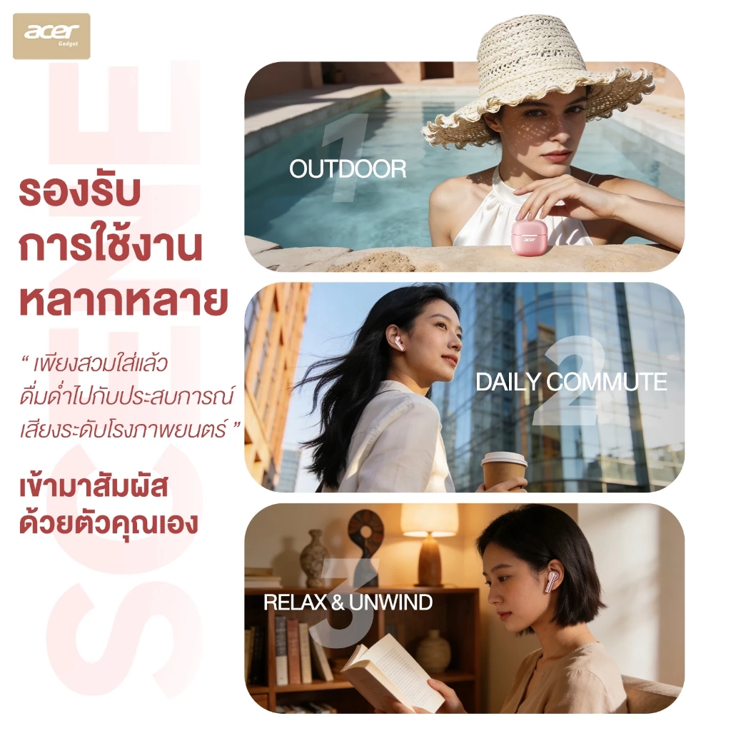 Acer OHR722 หูฟัง TWS Bluetooth 5.4 ENC Hi-Fi ใส่สบาย thumbnail 9