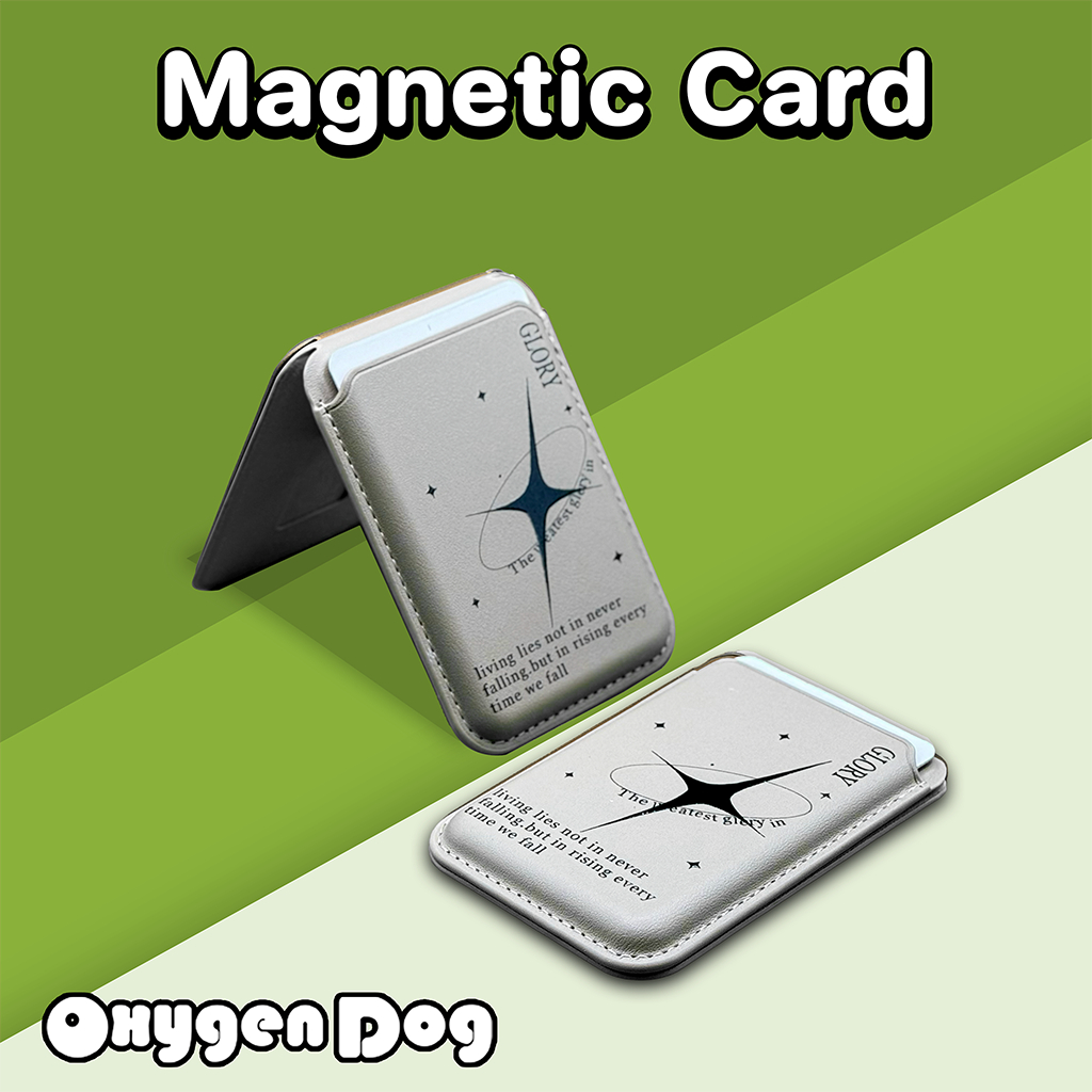 Oxygendog Wallet Magnetic สกีนลาย TT ซองใส่บัตรแบบหนัง ตั้งพับเก็บได้ สำหรับเคสมือถือที่เป็นแม่เหล็ก รูปที่ 6