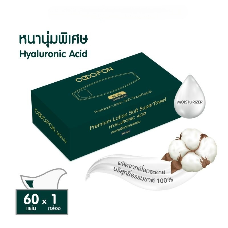 [ทิชชู่ผ้าฝ้าย] COCOFON Cotton Tissue คอตตอนทิชชู สำหรับเด็กทารก ผิวแพ้ง่าย 1 กล่อง ผ้าคอตตอน