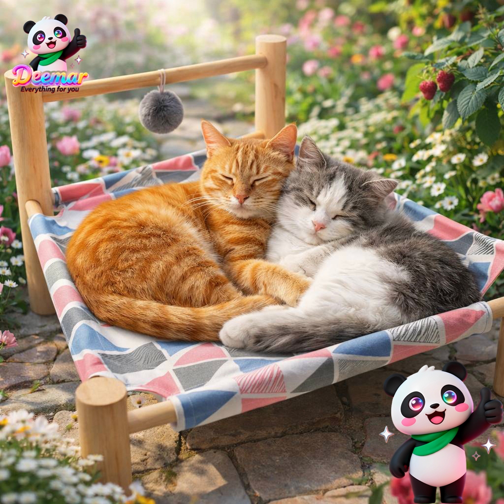 Deemar เตียงไม้แมว เตียงนอนสัตว์เลี้ยง ที่นอนสัตว์เลี้ยง คละสี คละลาย  High bed