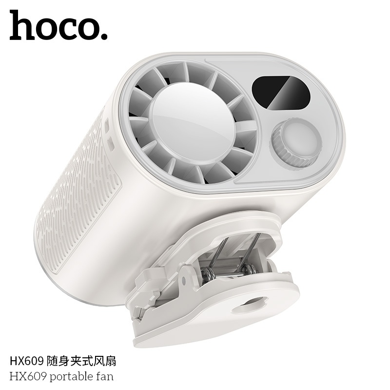 ็พัดลมตั้งโต๊ะ/หนีบเสื้อ/หนีบกระเป๋า HOCO HX609 มีจอ Digital ปรับทิศทาง ใช้งานได้หลายแบบ ปรับลมได้ 1