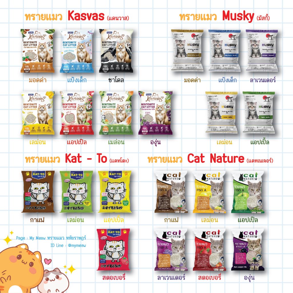🔥 10 L. x 3 ถุง 🔥 ทรายแมว เบโทไนท์ 10 L. Kanvas Cat Nature Musky Kat to ยกกระสอบ กาแฟ แป้งเด็ก