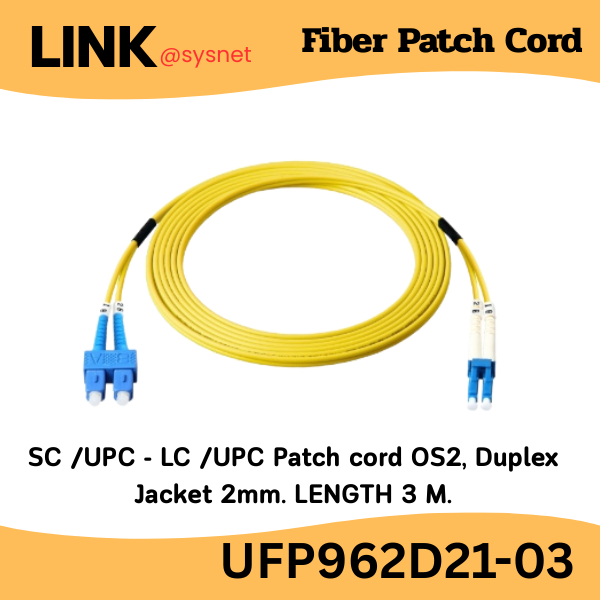 Link UFP962D21-03 SC/UPC - LC/UPC Patch cord OS2, Duplex Jacket 2mm. LENGTH 3 M. Interlink