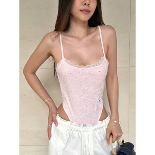RUDY – LOVE LACE BODYSUIT 💌(ส่งด่วน!!)บอดี้สูทลูกไม้มีซับในติดเพชรทั้งตัวสีสวยละมุน สายปรับได้