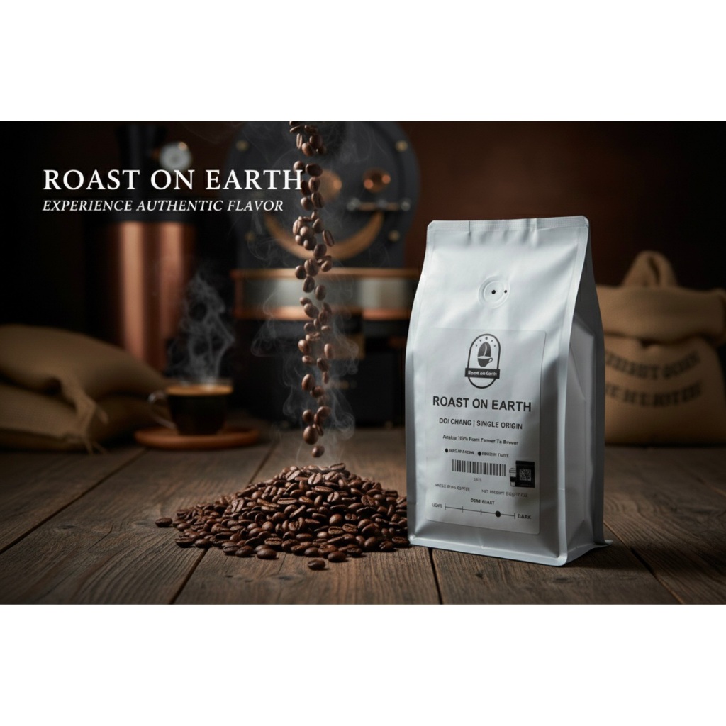 ใหม่! กาแฟสด Arabica 100% ดอยช้าง ชนิดเมล็ด ขนาด 500กรัม (คั่วกลางเข้ม)