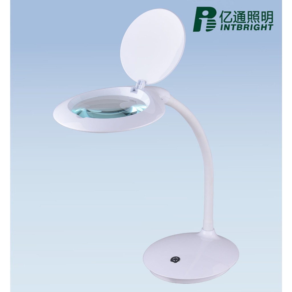 Intbright แว่นขยายตั้งโต๊ะ อัตราขยาย 5x ไฟ LED